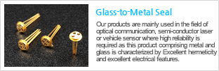 Our products are mainly used in the field of optical communication, semi-conductor laser or vehicle sensor where high reliability is required as this product comprising metal and glass is characterized by high air-tightness and excellent electrical features.